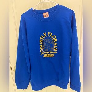 Lonely Ghost ghostly florals flower shop blue and yellow sweatshirt